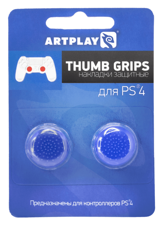PS 4 Накладки Artplays Thumb Grips защитные на джойстики геймпада (2 шт) синие